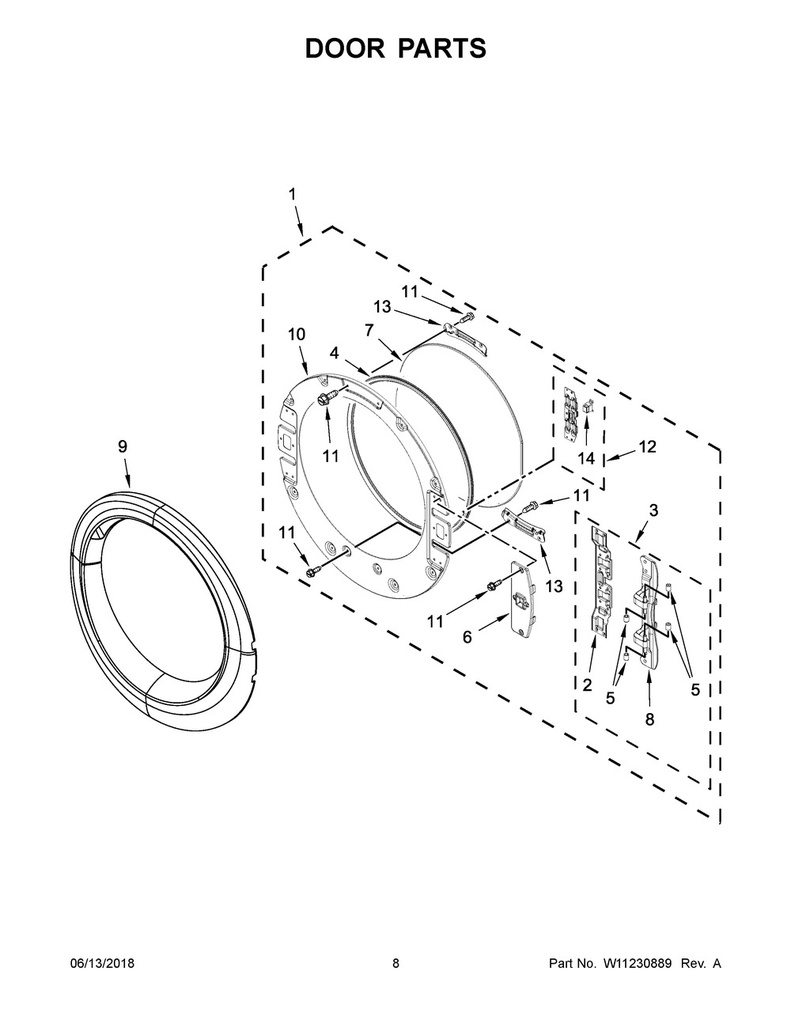 Whirlpool Dryer Door Glass - W11168739