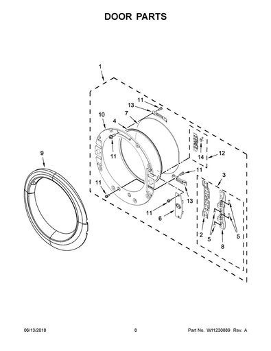 Whirlpool Dryer Door Glass - W11168739